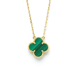 Van Cleef & Arpels Vintage Alhambra Yellow Gold (18K) Malachite Men,Women Fashion Pendant Necklace (Green)