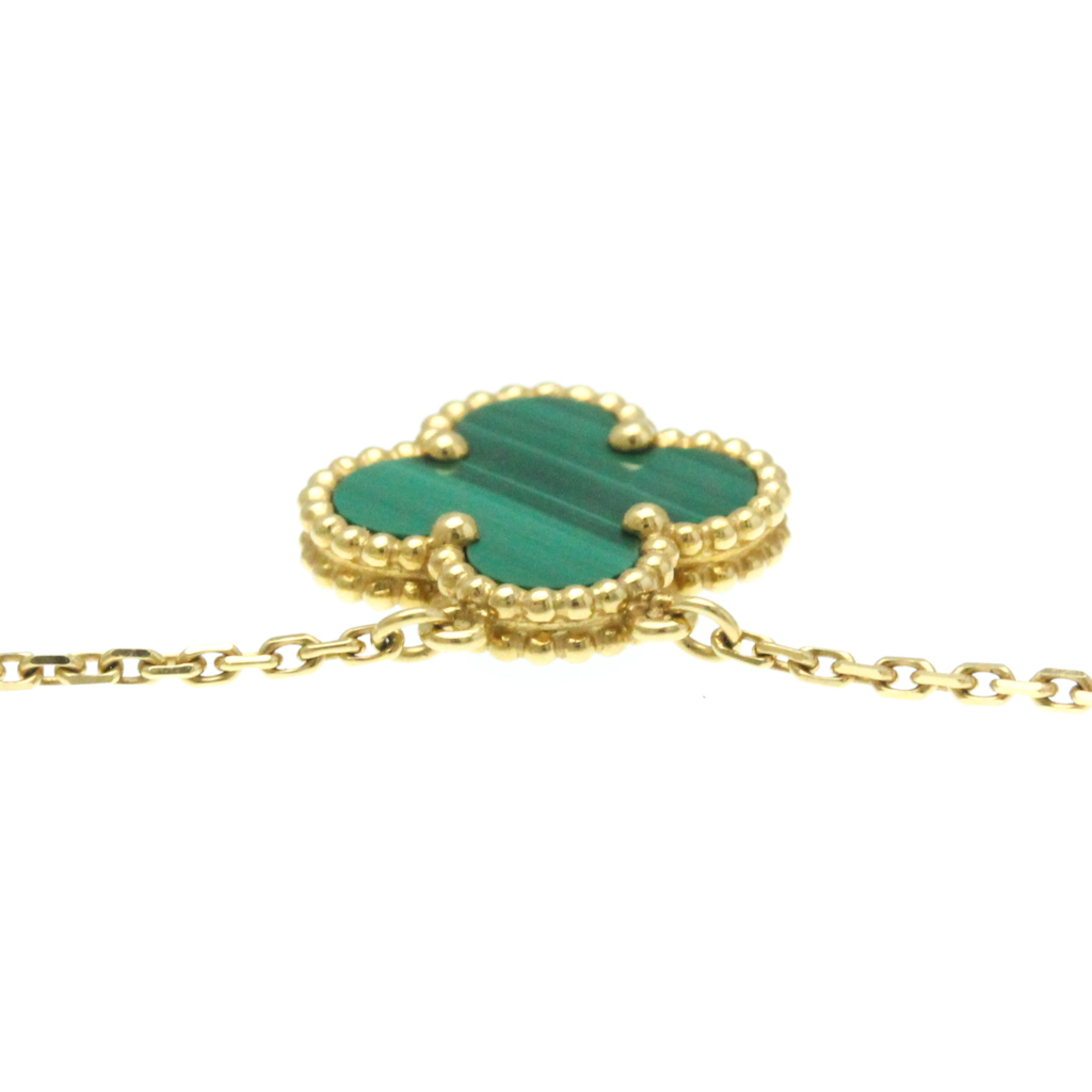 Van Cleef & Arpels Vintage Alhambra Yellow Gold (18K) Malachite Men,Women Fashion Pendant Necklace (Green)