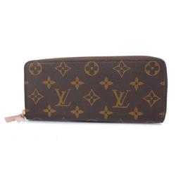 Louis Vuitton Long Wallet Monogram Portefeuille Clemence M61298 Brown Rose Ballerine Ladies