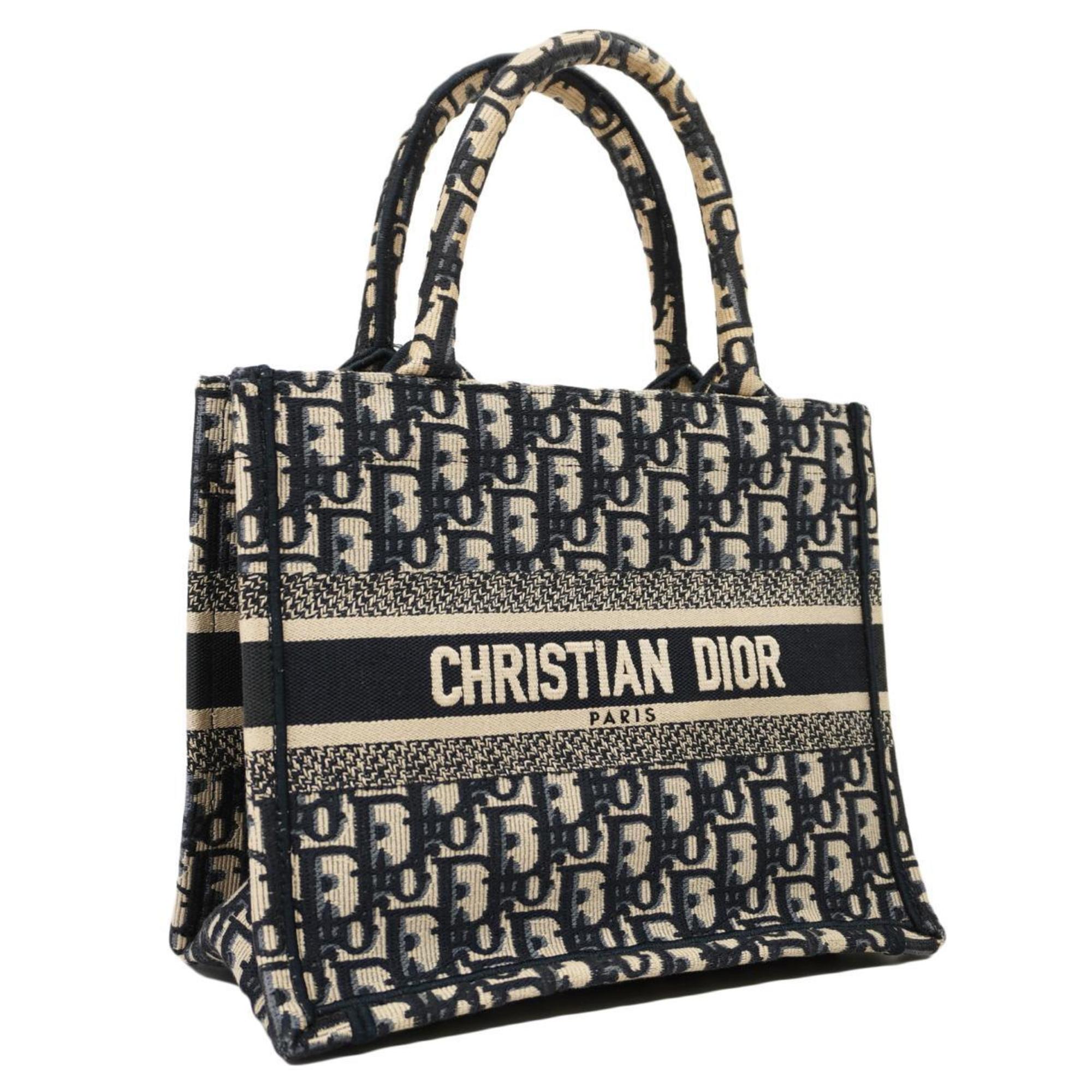 Christian Dior Tote Bag Trotter Book Canvas Navy Women's