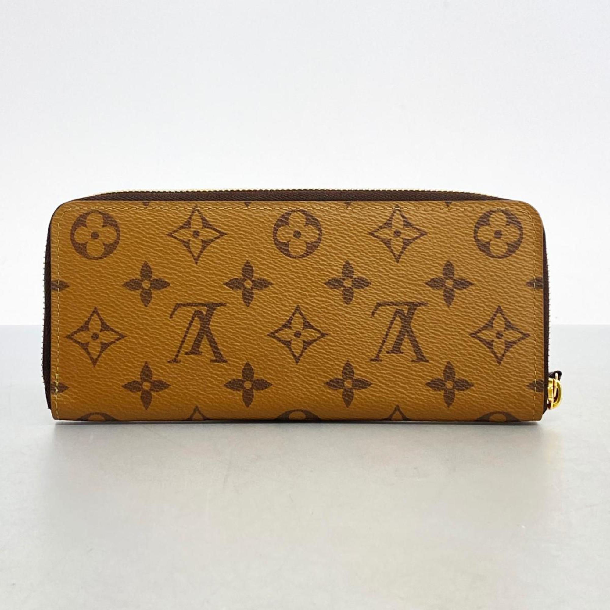 Louis Vuitton Long Wallet Monogram Reverse Portefeuille Clemence M82336 Brown Ladies