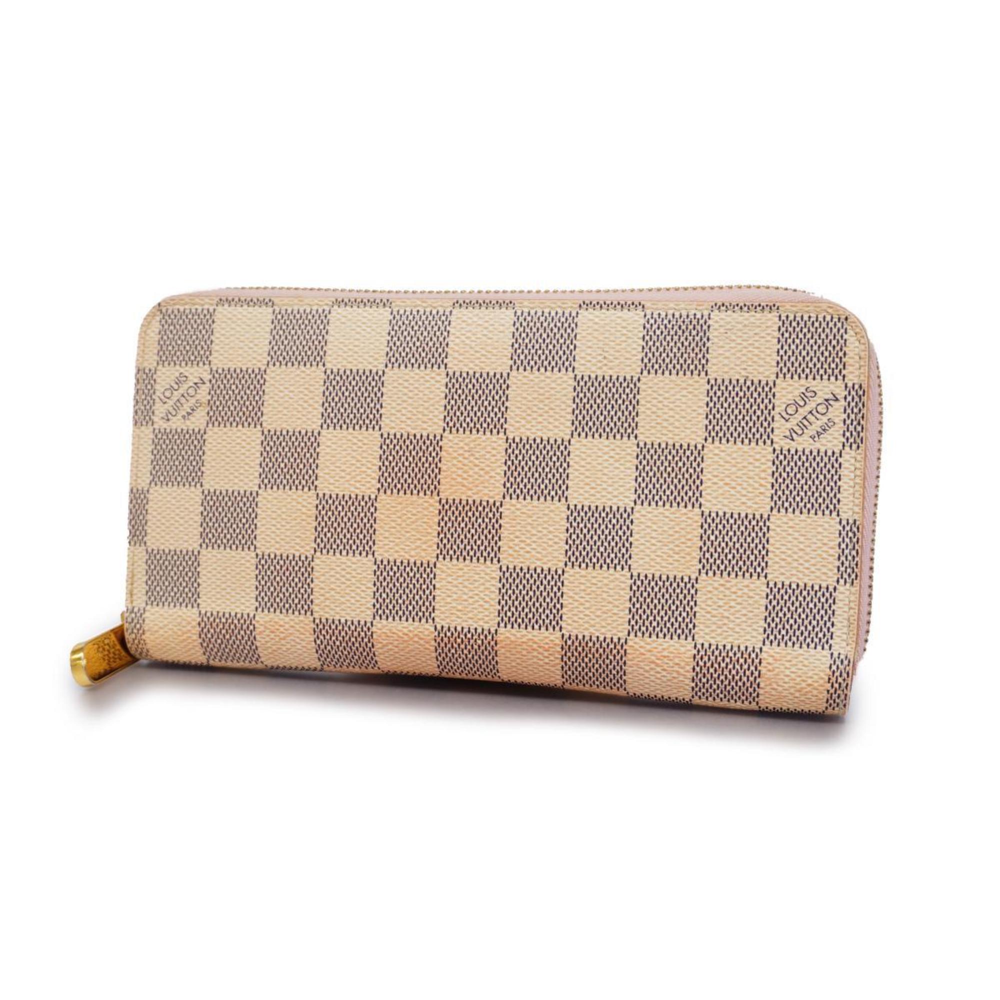 Louis Vuitton Long Wallet Damier Azur Zippy N63503 White Rose Ballerine Ladies