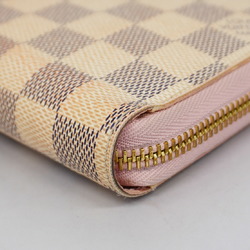 Louis Vuitton Long Wallet Damier Azur Zippy N63503 White Rose Ballerine Ladies