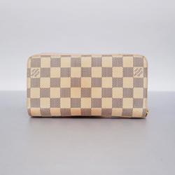 Louis Vuitton Long Wallet Damier Azur Zippy N63503 White Rose Ballerine Ladies