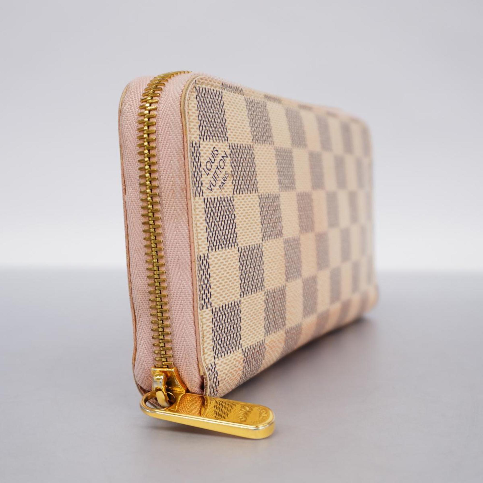 Louis Vuitton Long Wallet Damier Azur Zippy N63503 White Rose Ballerine Ladies