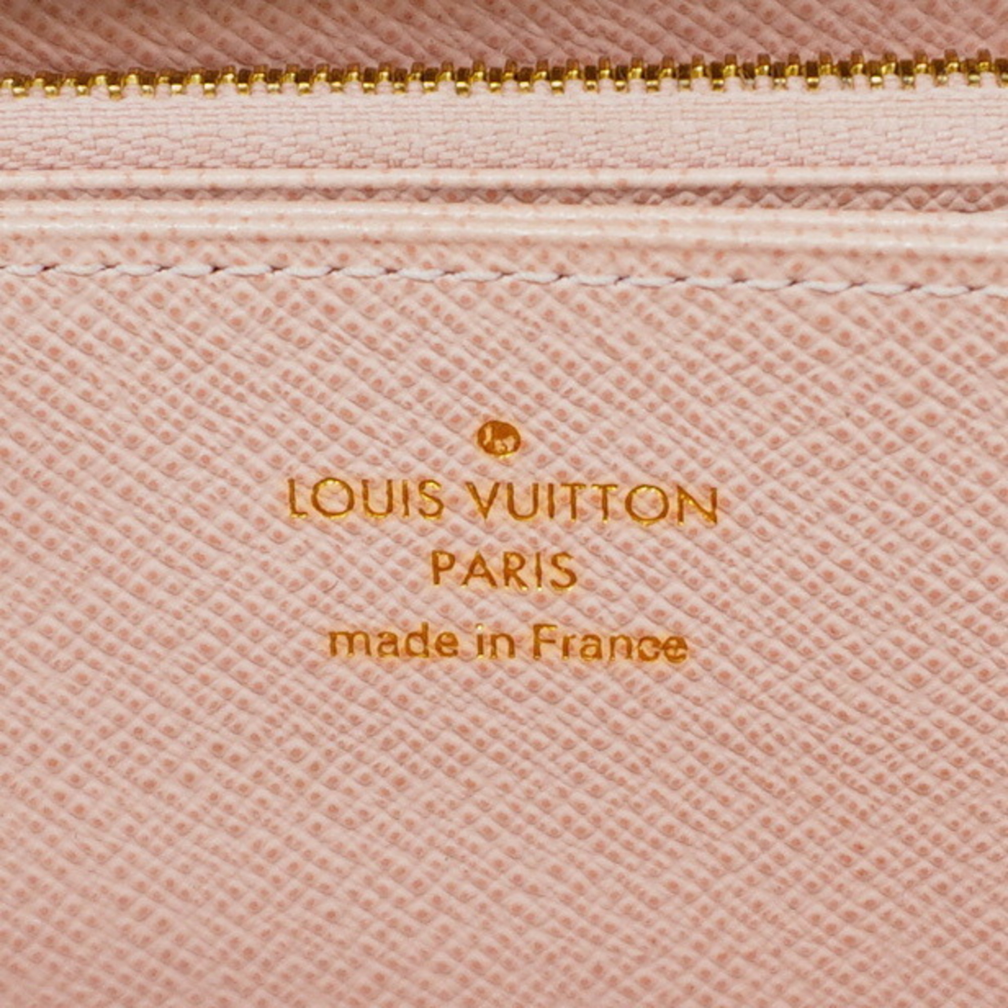 Louis Vuitton Long Wallet Damier Azur Zippy N63503 White Rose Ballerine Ladies