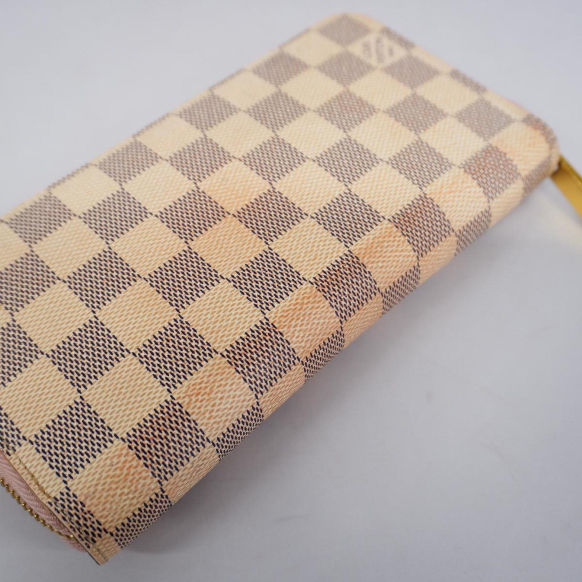 Louis Vuitton Long Wallet Damier Azur Zippy N63503 White Rose Ballerine Ladies