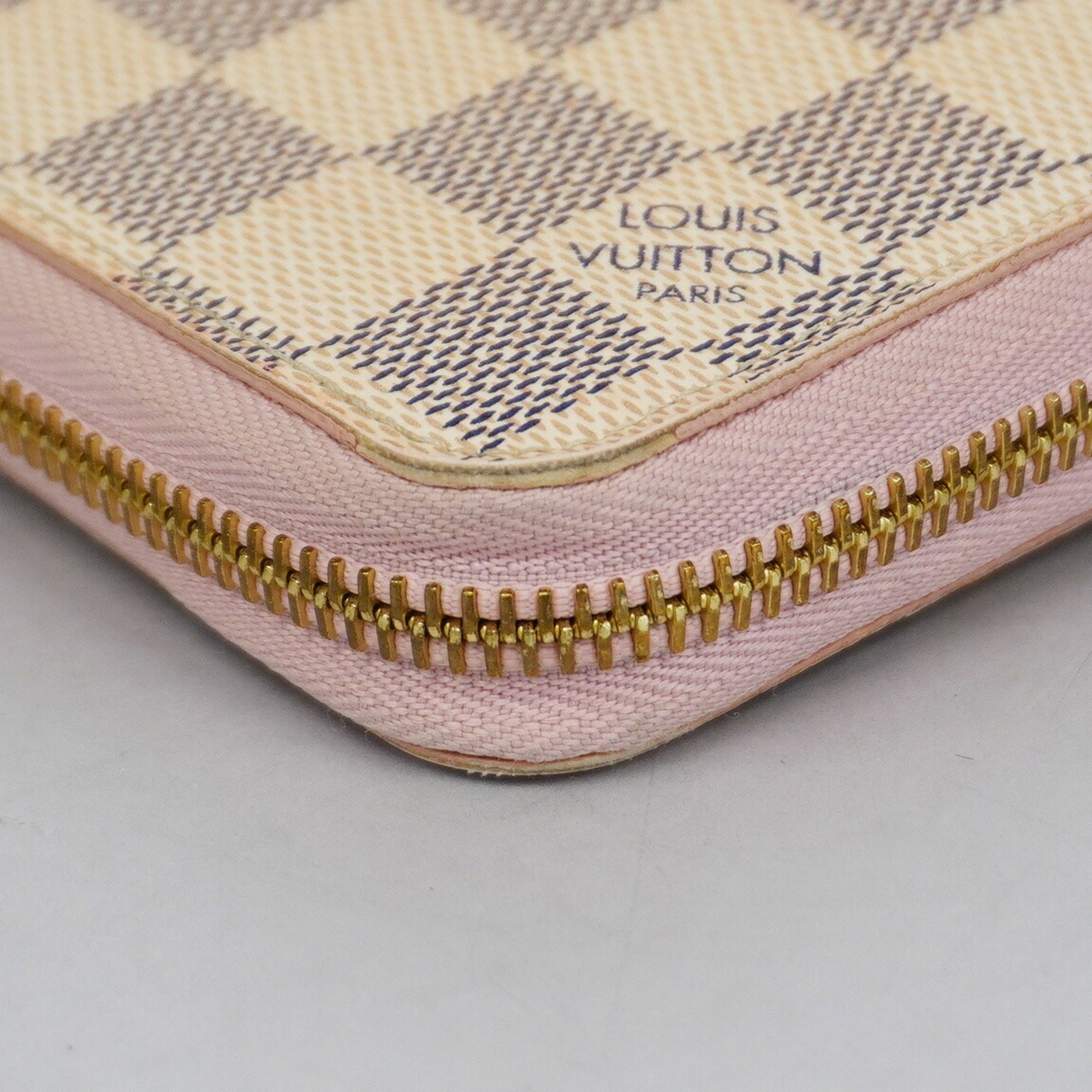 Louis Vuitton Long Wallet Damier Azur Zippy N63503 White Rose Ballerine Ladies