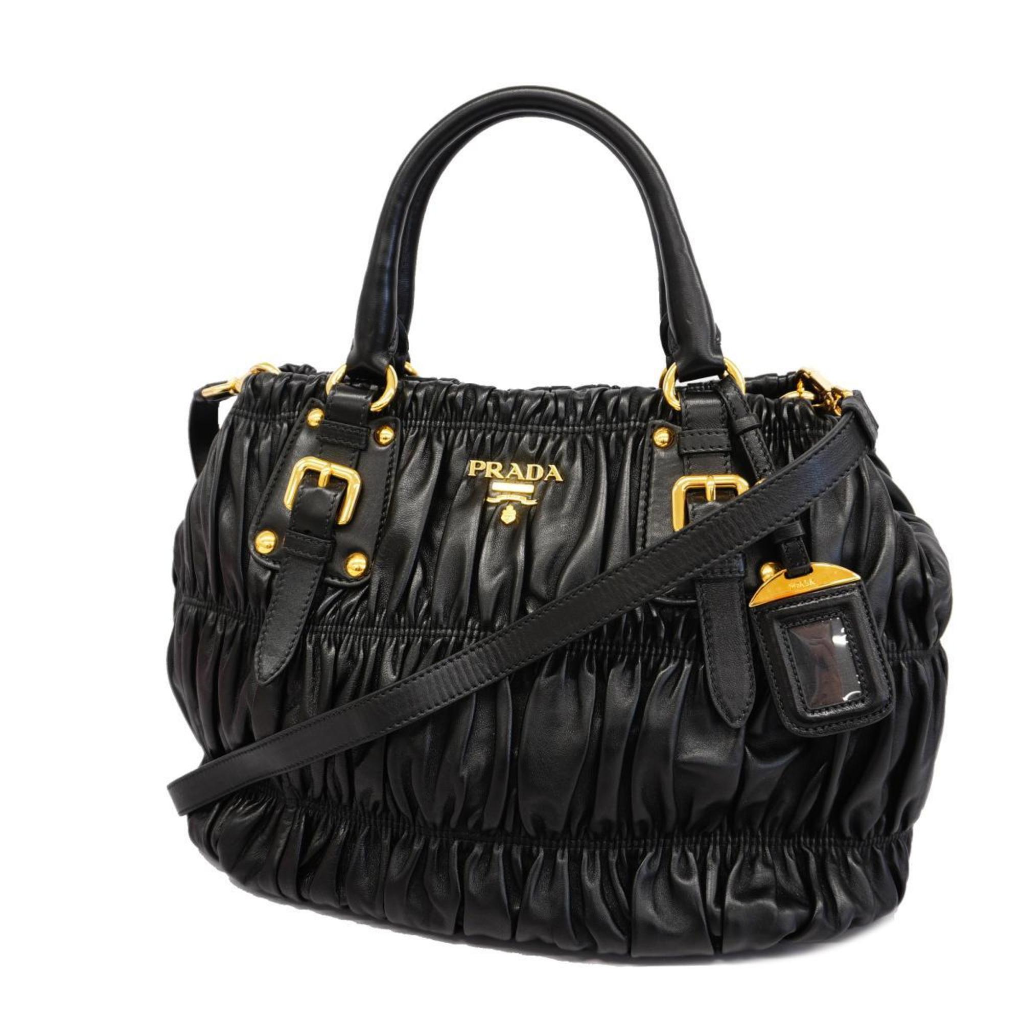 Prada handbag leather black ladies