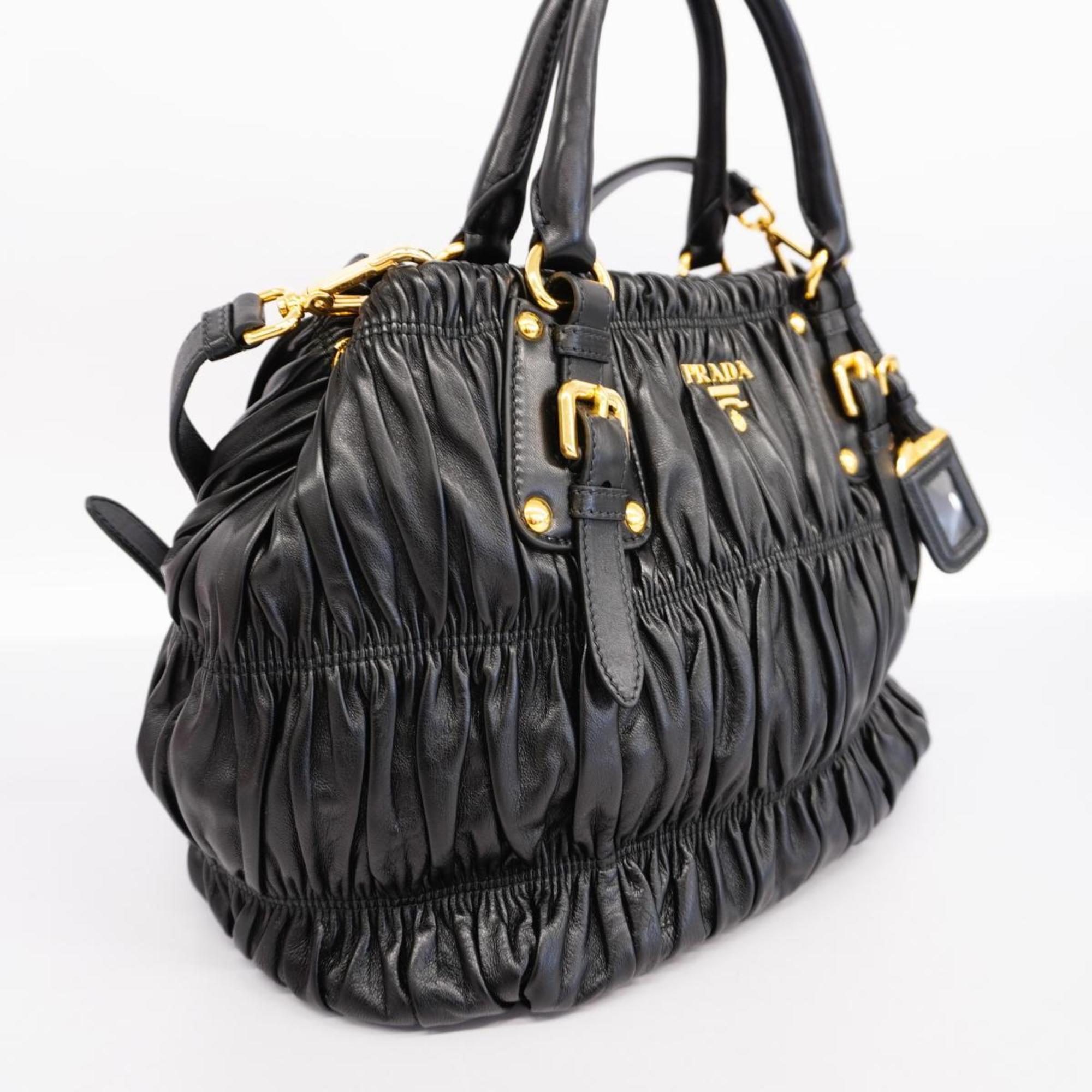 Prada handbag leather black ladies