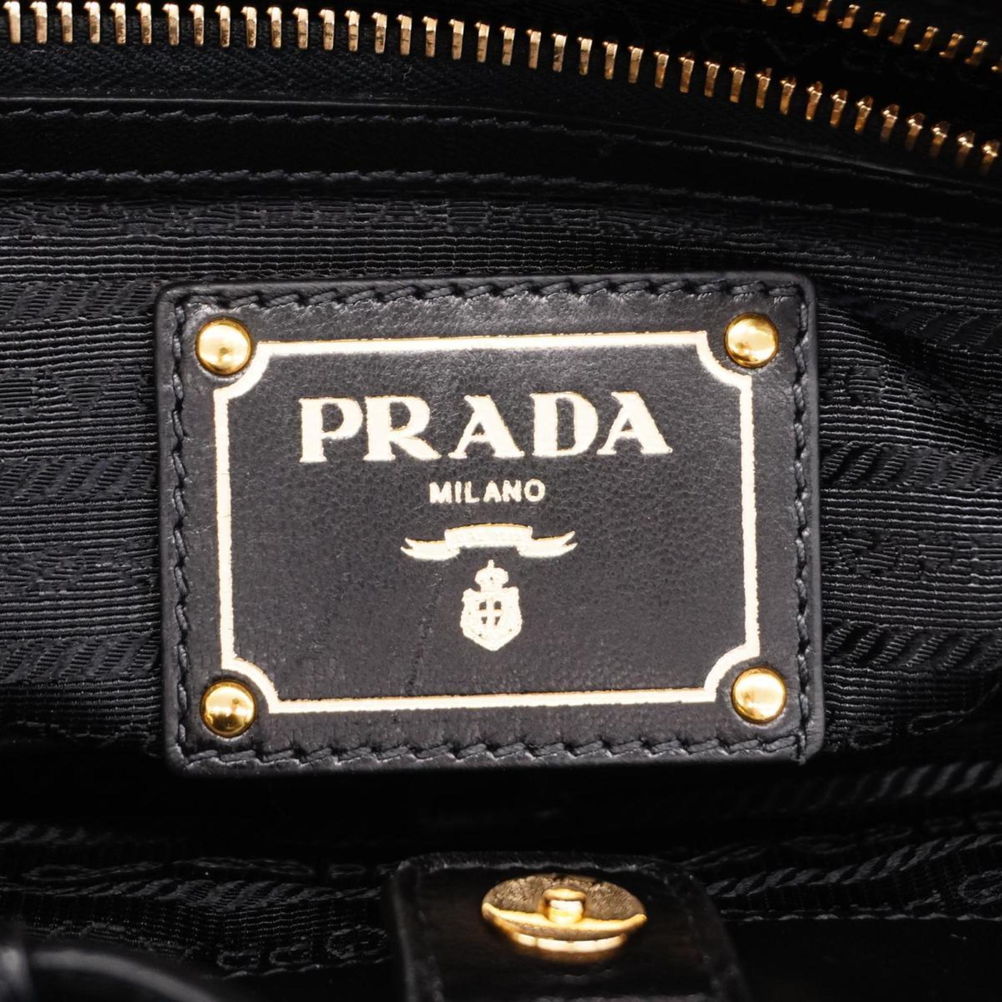 Prada handbag leather black ladies