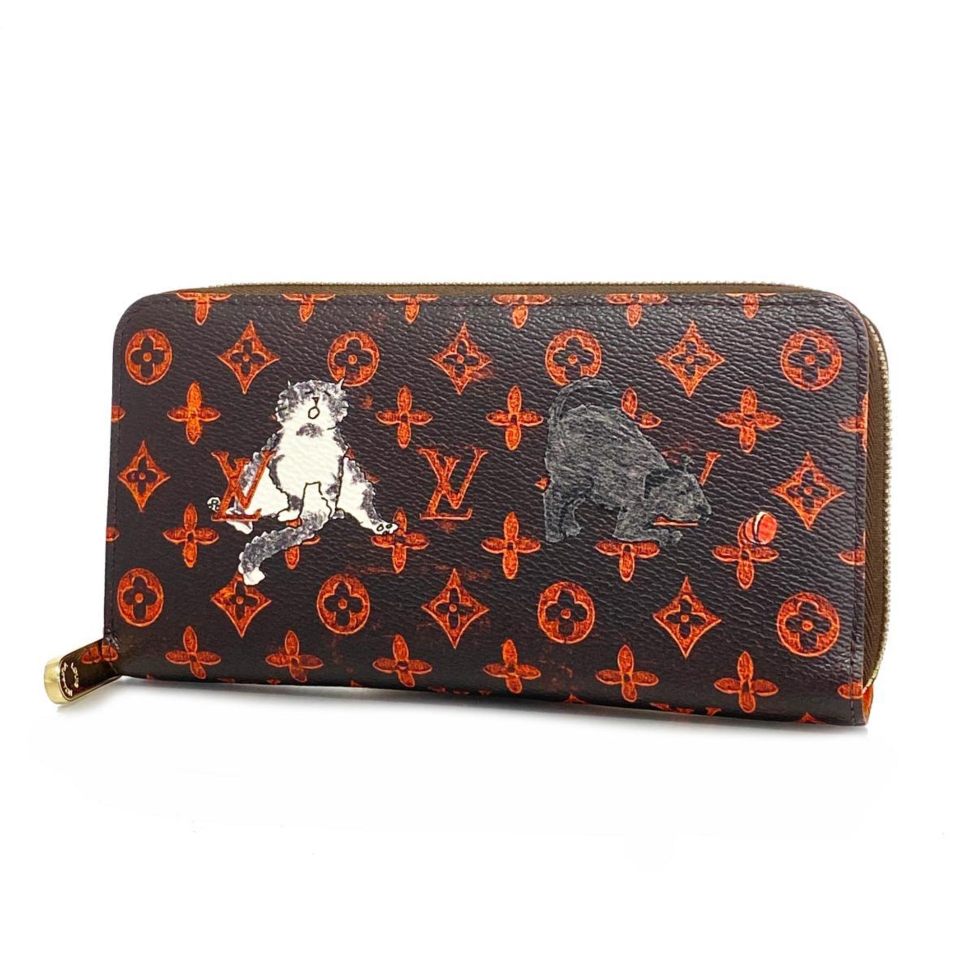 Louis Vuitton Long Wallet Catgram Zippy M63875 Brown Ladies