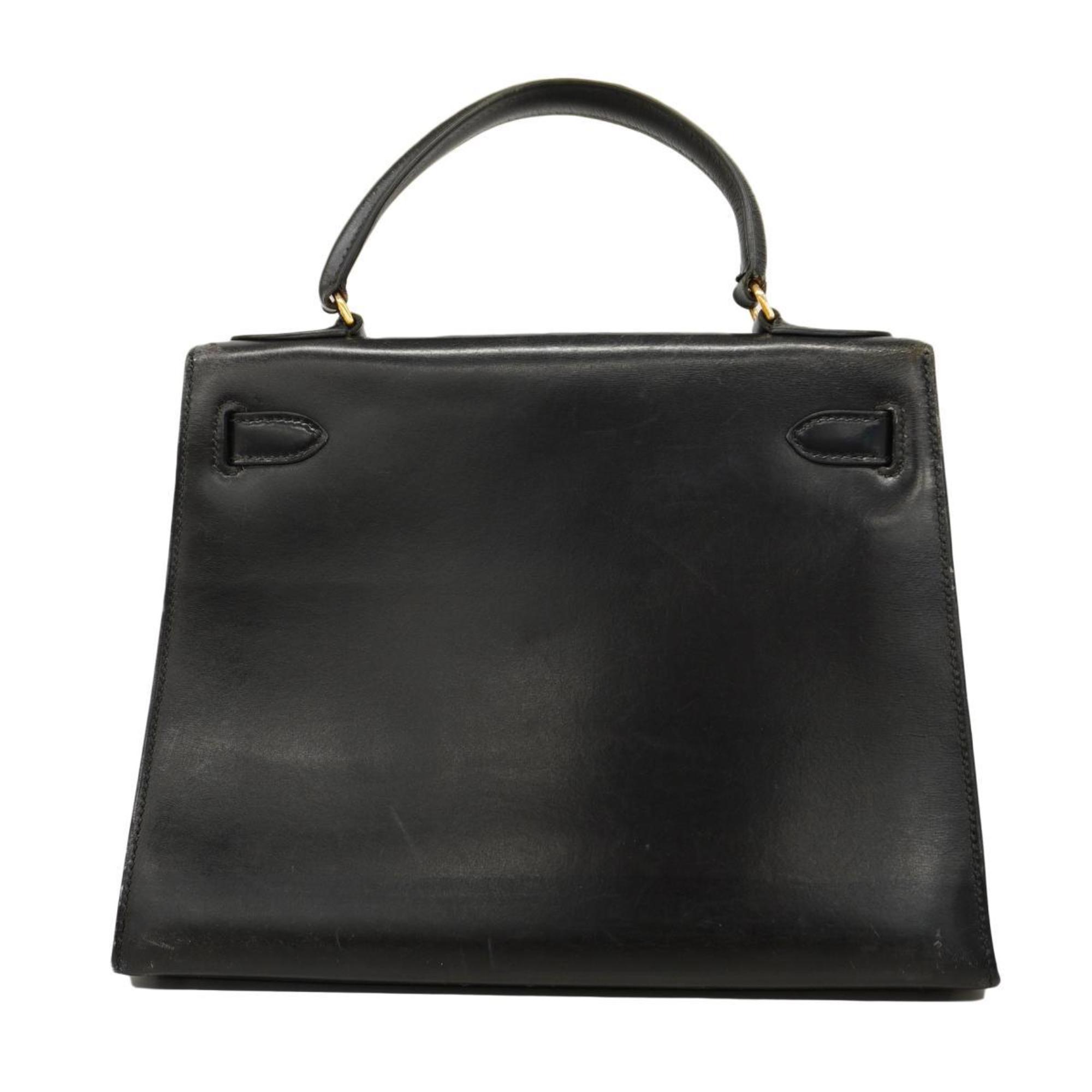 Hermes handbag Kelly 28 〇H stamp box calf black ladies