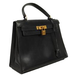 Hermes handbag Kelly 28 〇H stamp box calf black ladies