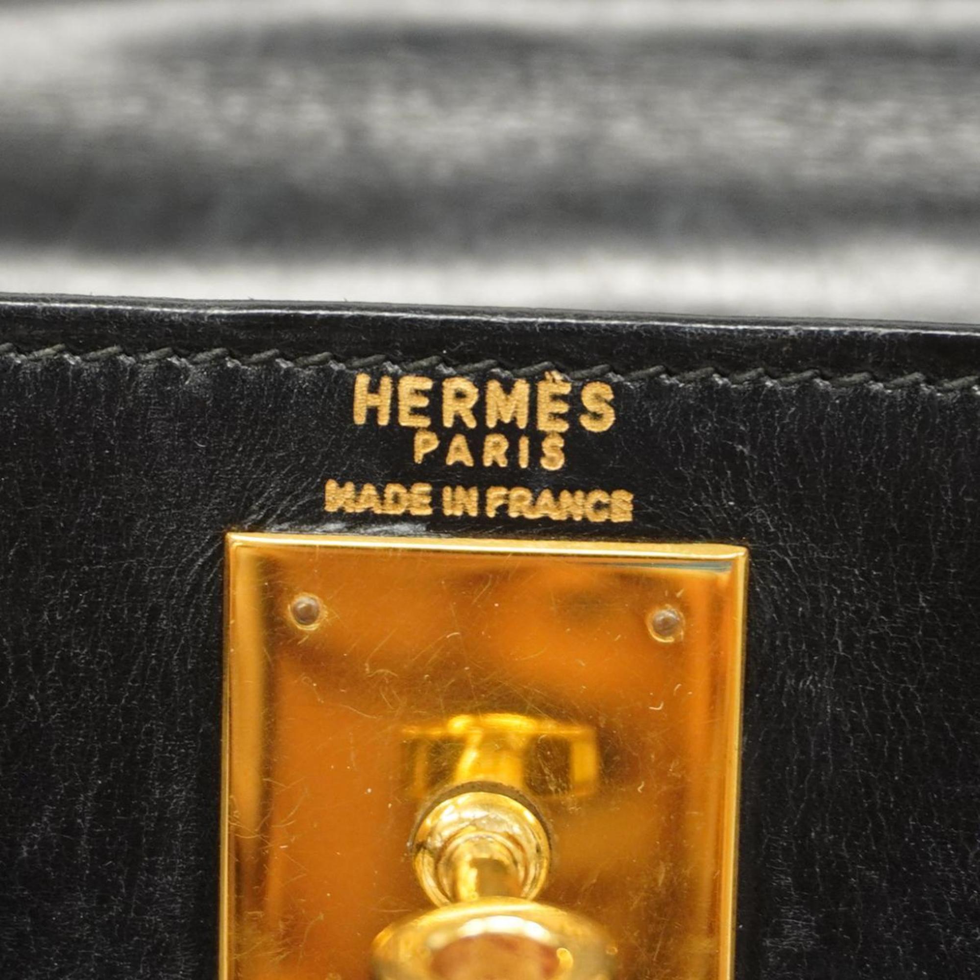 Hermes handbag Kelly 28 〇H stamp box calf black ladies