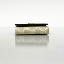 Gucci Key Case GG Marmont Supreme 456118 Leather Beige Women's