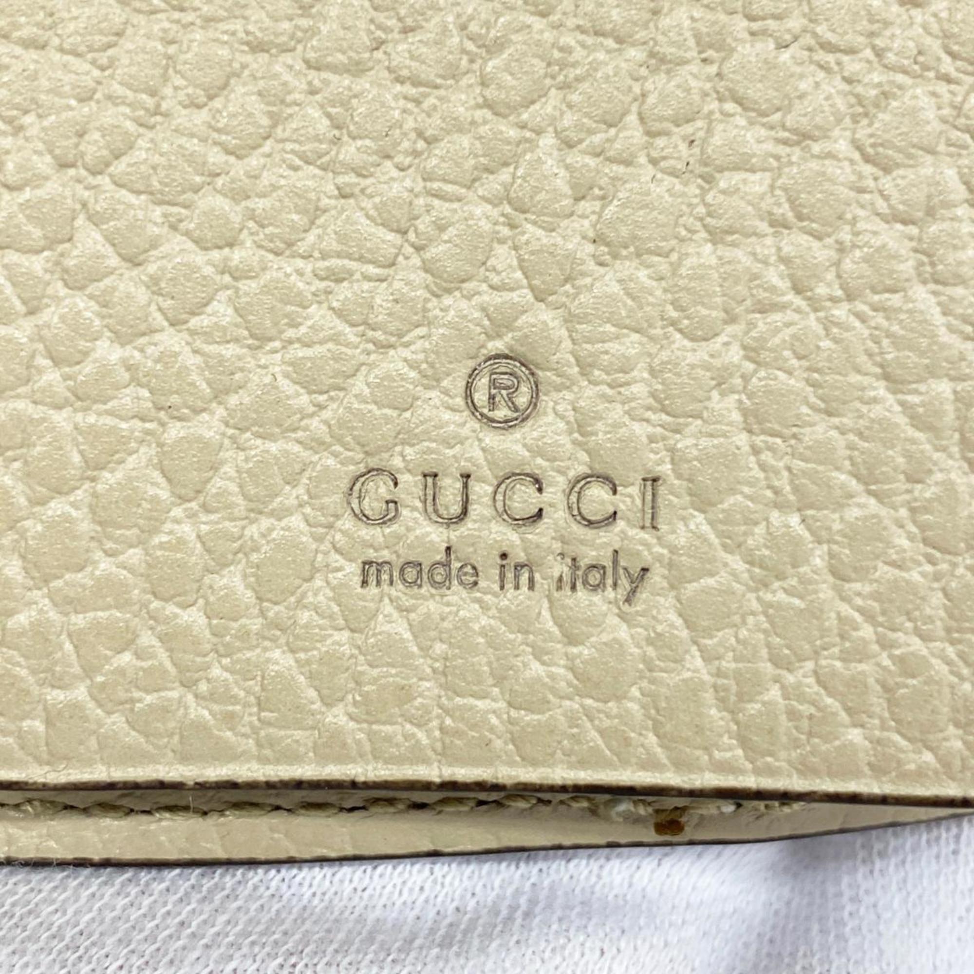 Gucci Key Case GG Marmont Supreme 456118 Leather Beige Women's