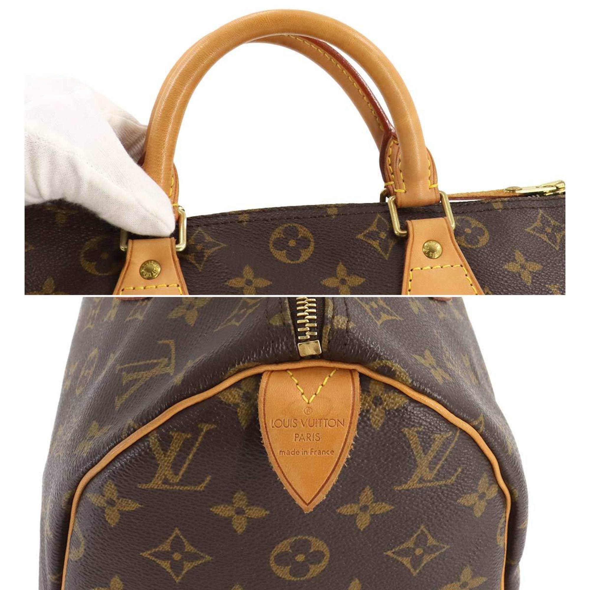 Louis Vuitton Monogram Speedy 30 Handbag Brown M41526 Gold Hardware