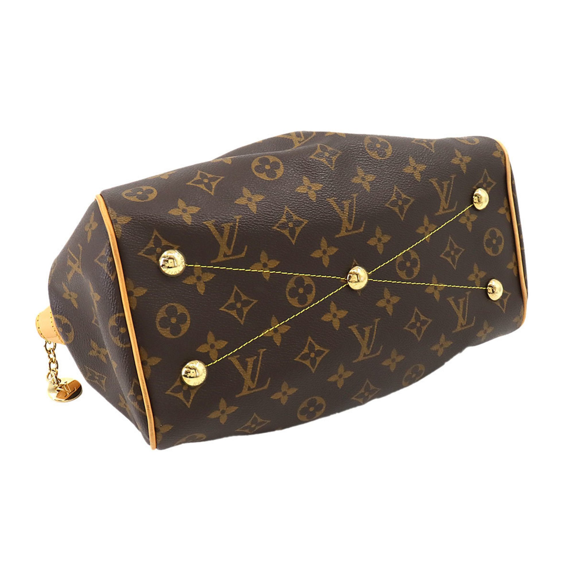 Louis Vuitton LOUIS VUITTON Monogram Tivoli PM Handbag Brown M40143 Gold Hardware