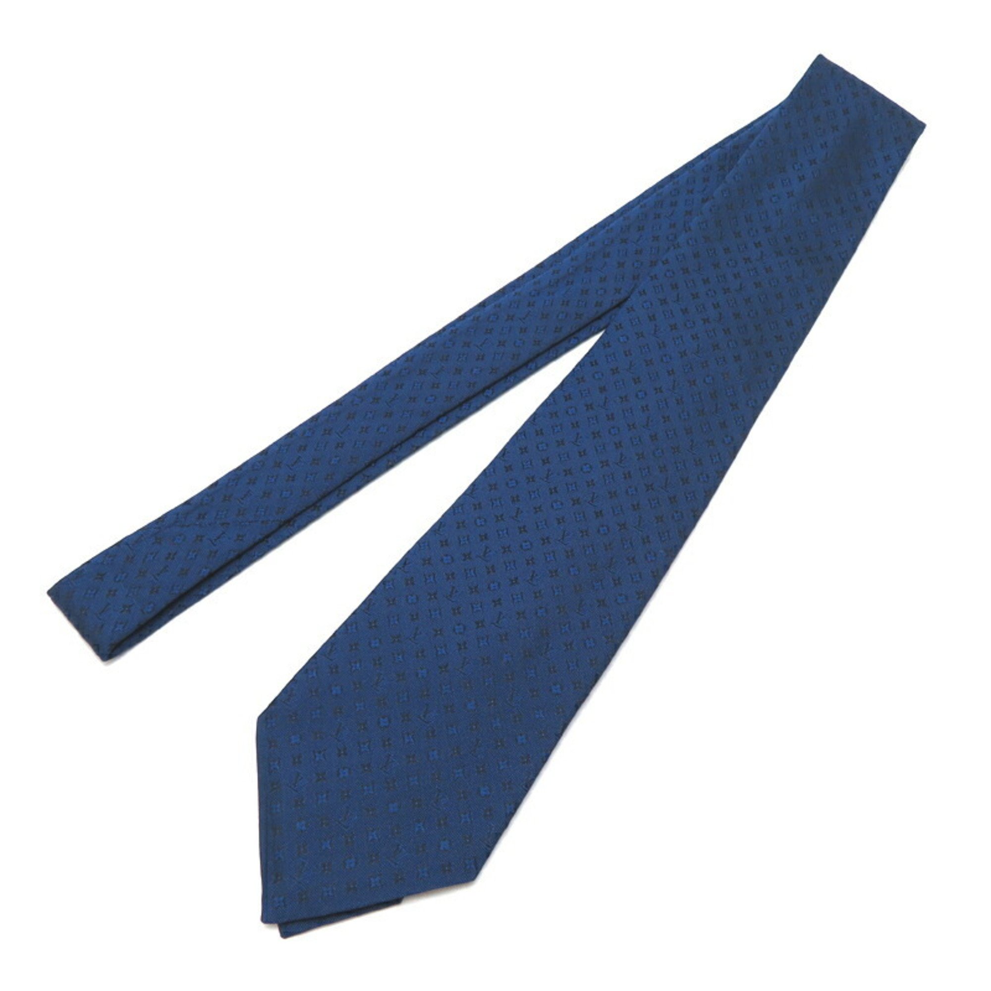 Louis Vuitton Monogram Men's Tie 100% Silk Blue