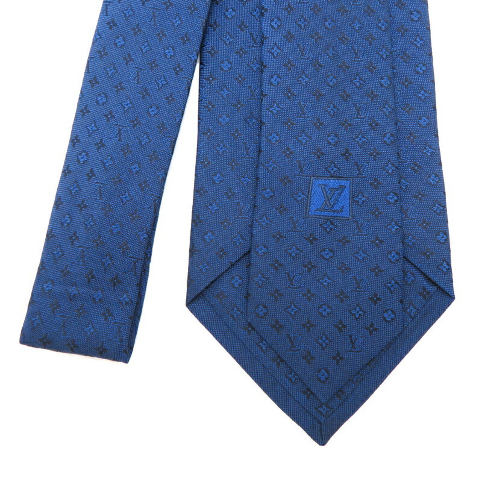 Louis Vuitton Monogram Men's Tie 100% Silk Blue