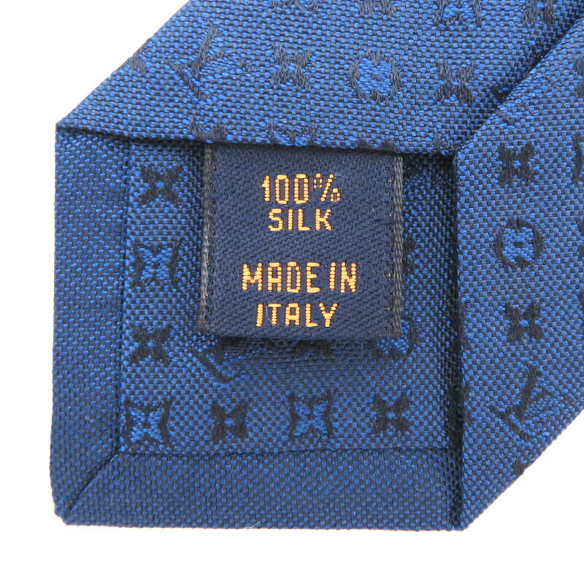 Louis Vuitton Monogram Men's Tie 100% Silk Blue