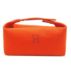 Hermes Bride A Black PM Women's Pouch Cotton Canvas Orange