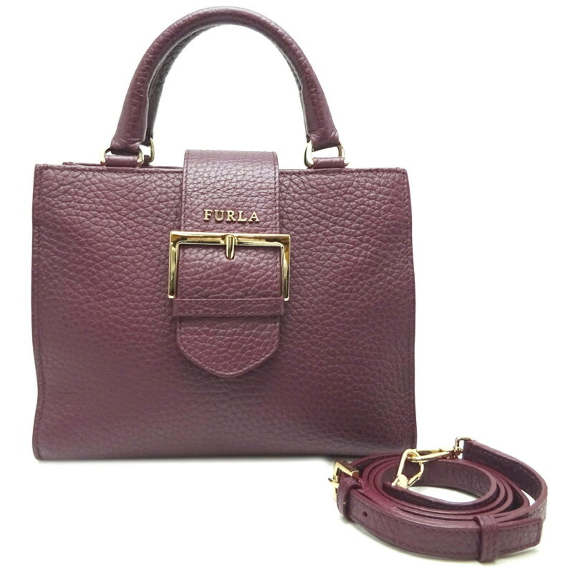 Furla 2-Way Bag Women's Handbag Leather Bordeaux (Red)