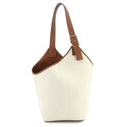 LOEWE Balloon Shoulder Bag Canvas Linen Leather Natural Brown White 329.54.V73