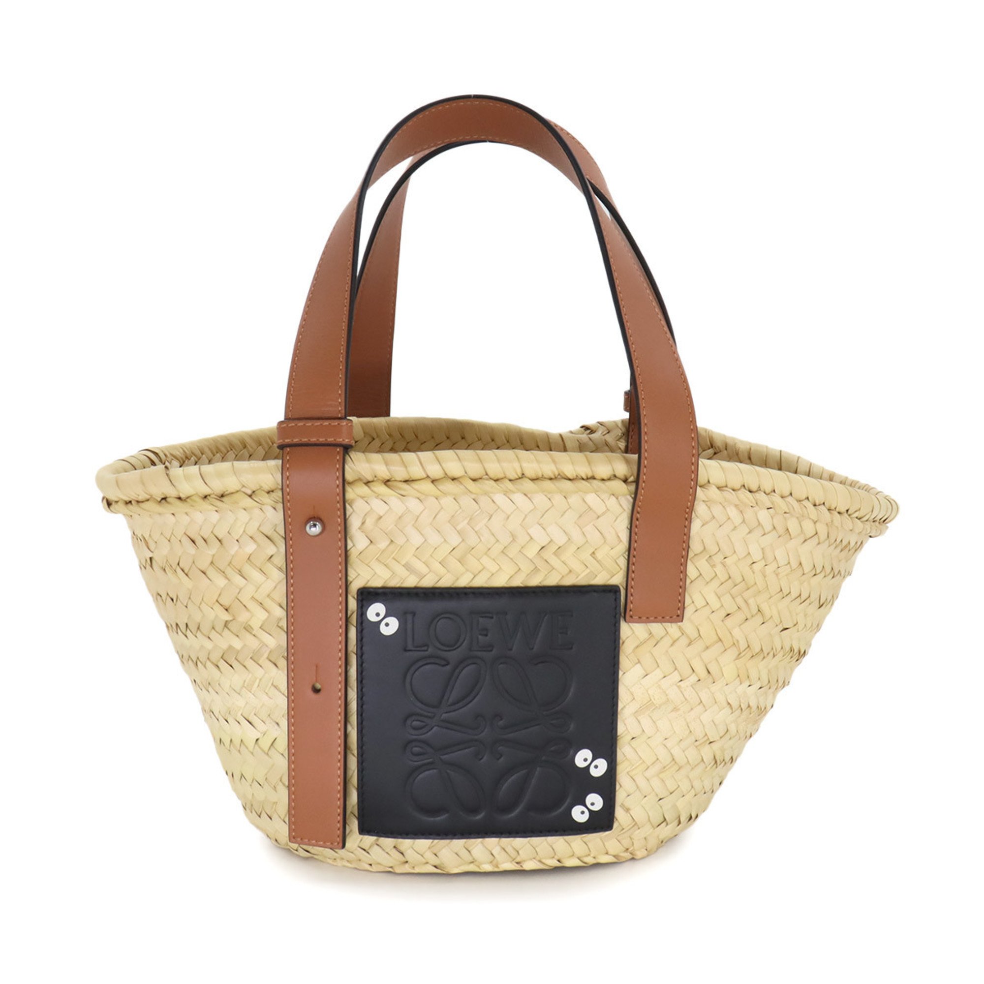 LOEWE Studio Ghibli Basket Makkuro Kurosuke Bag Small Raffia Leather Natural Tan Black