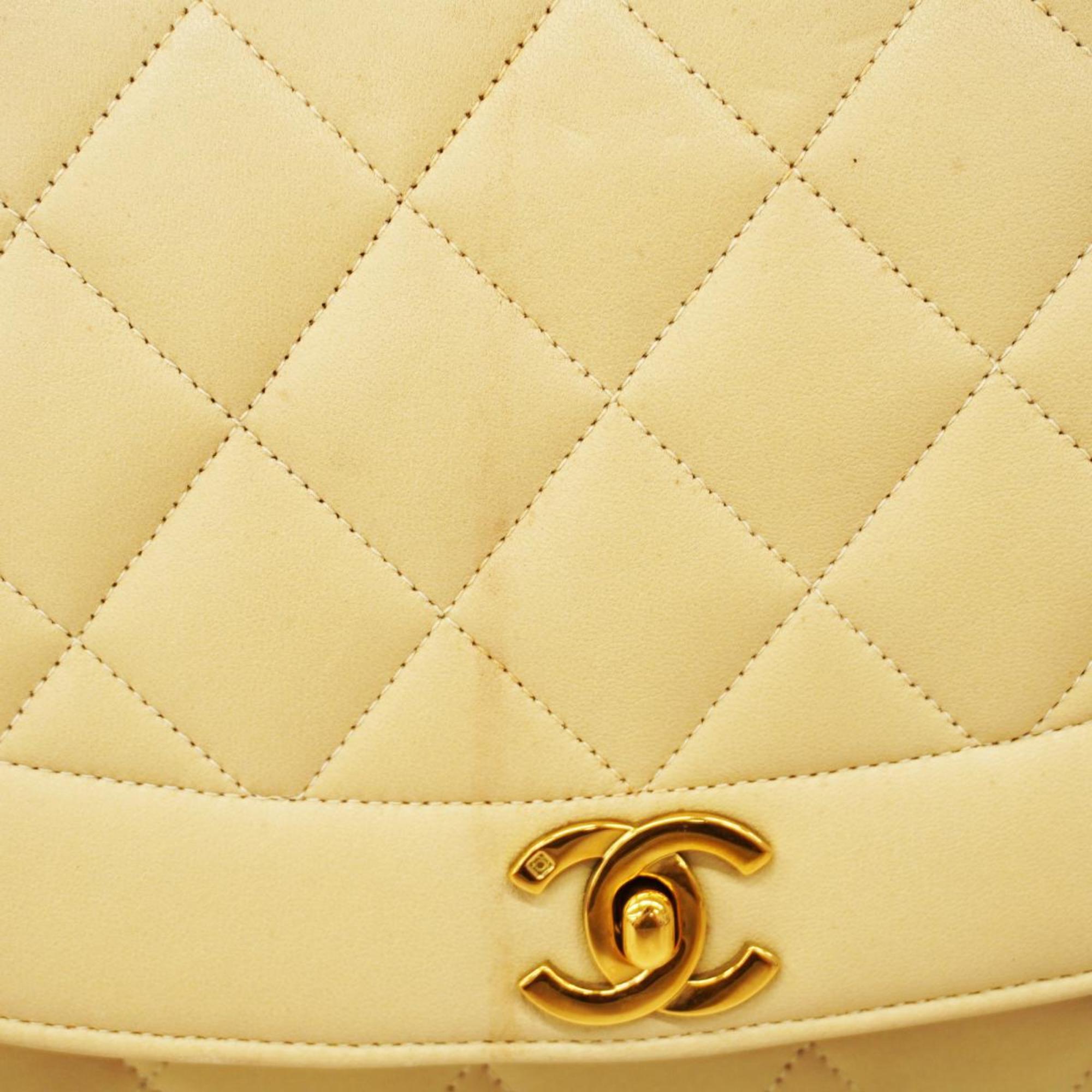 Chanel Shoulder Bag Matelasse Chain Lambskin Beige Women's