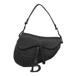 Christian Dior Shoulder Bag Saddle Leather Black Women's