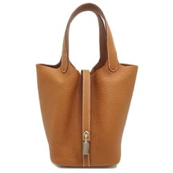 Hermes Picotin Lock PM Z Stamped Women's Handbag Taurillon Clemence Gold (Brown)