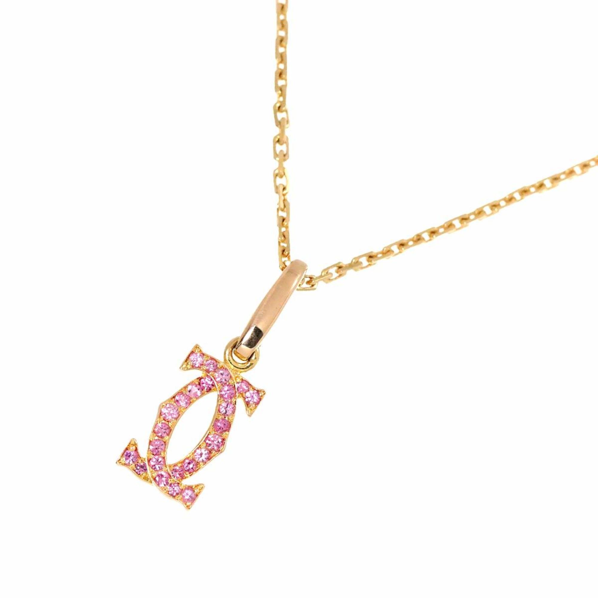 Cartier 2C Charm Sapphire Necklace 42cm K18 PG Pink Gold 750 C2