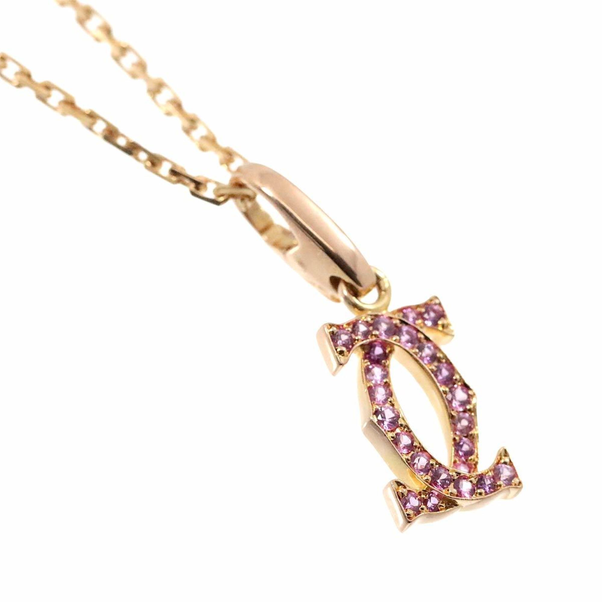 Cartier 2C Charm Sapphire Necklace 42cm K18 PG Pink Gold 750 C2