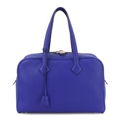 Hermes Victoria 2 35 handbag, Taurillon Clemence, blue electric, X stamp, silver hardware,