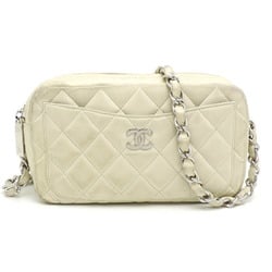 Chanel Matelasse Chain Women's Shoulder Bag Lambskin White