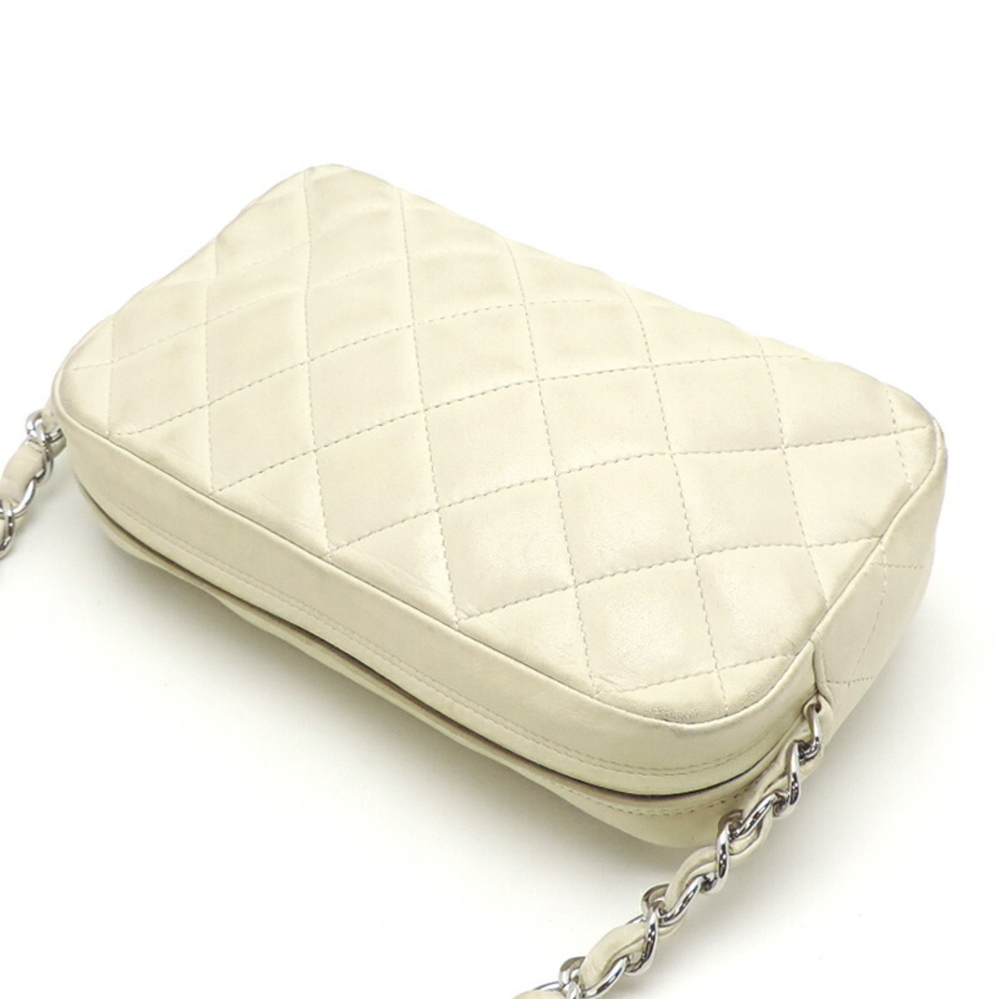 Chanel Matelasse Chain Women's Shoulder Bag Lambskin White