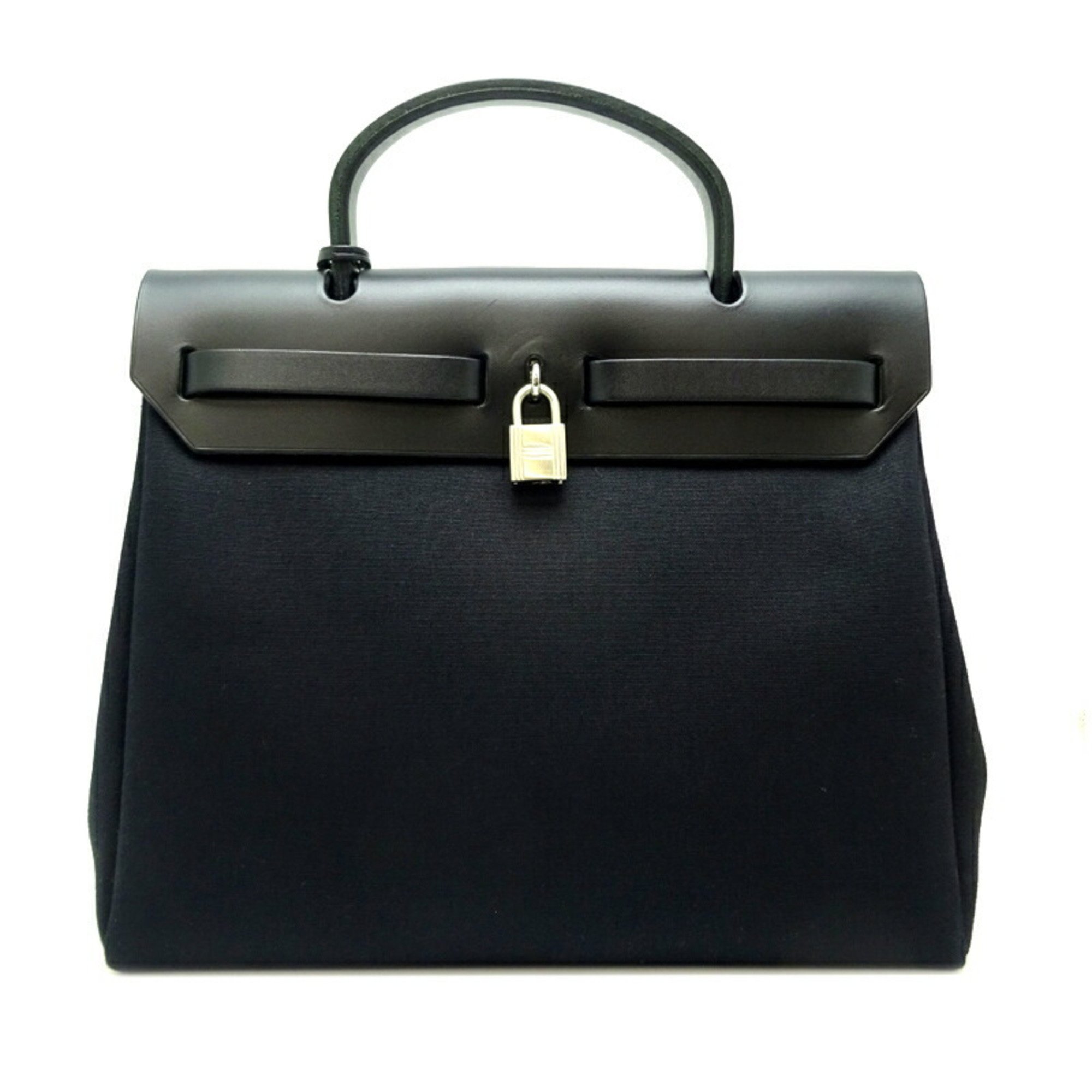 Hermes Airbag PM □F stamped 2009 Women's shoulder bag Toile Officier Noir (Black)