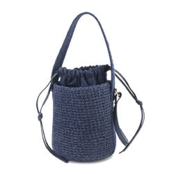 Chloé Chloe Woody Small Basket 2way Hand Shoulder Bag Denim Leather Blue Gold Metal Fittings