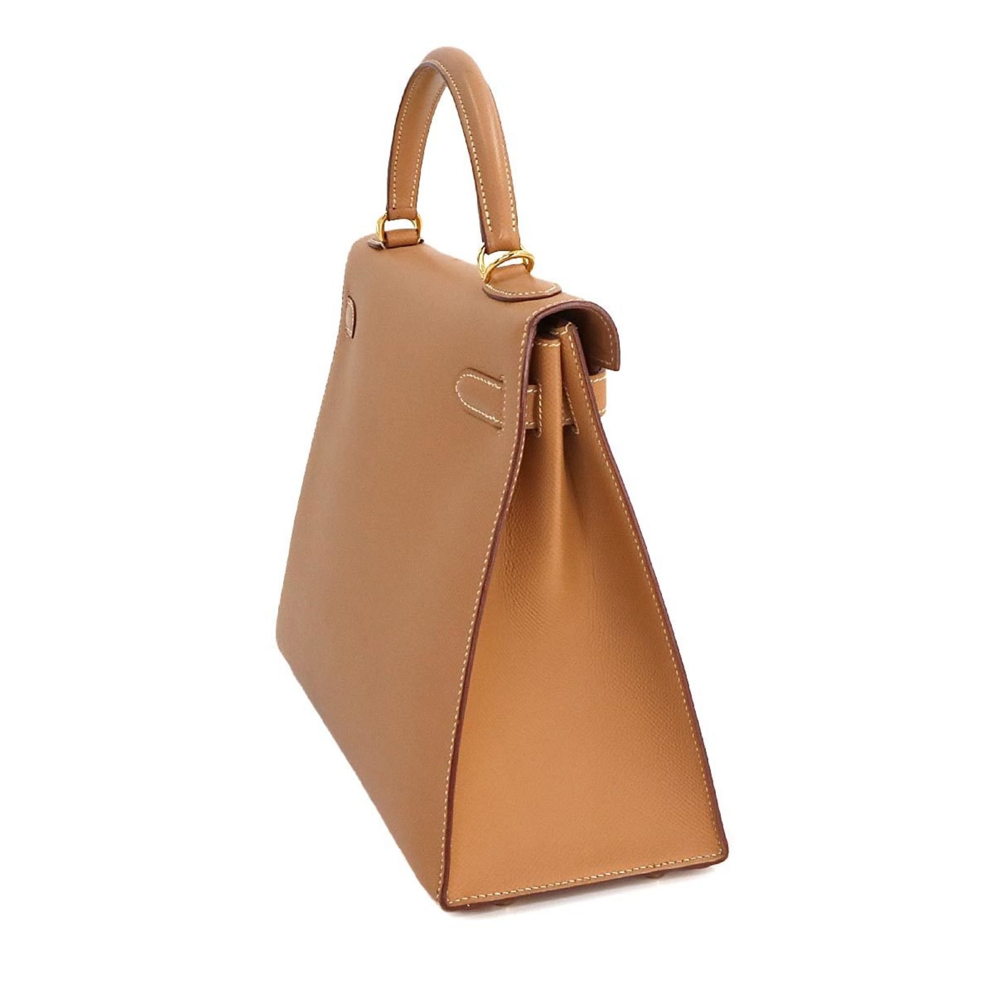 Hermes Kelly 32 2way hand shoulder bag, Cushvel Epsom, natural, outside stitching, E stamp, gold hardware,