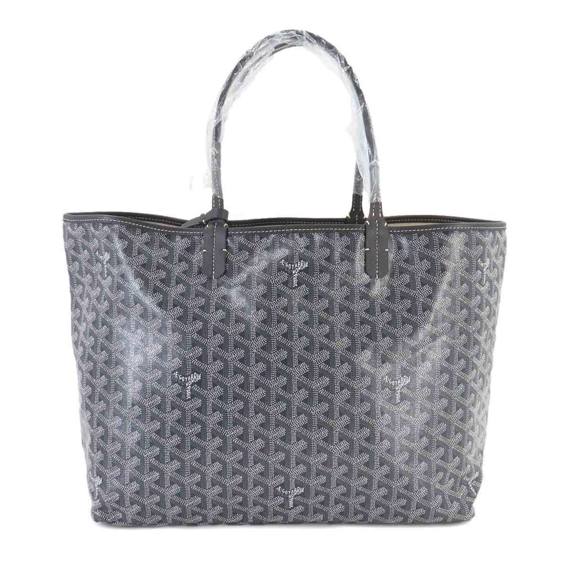 GOYARD Saint Louis PM PVC Leather Herringbone Gray Silver Hardware