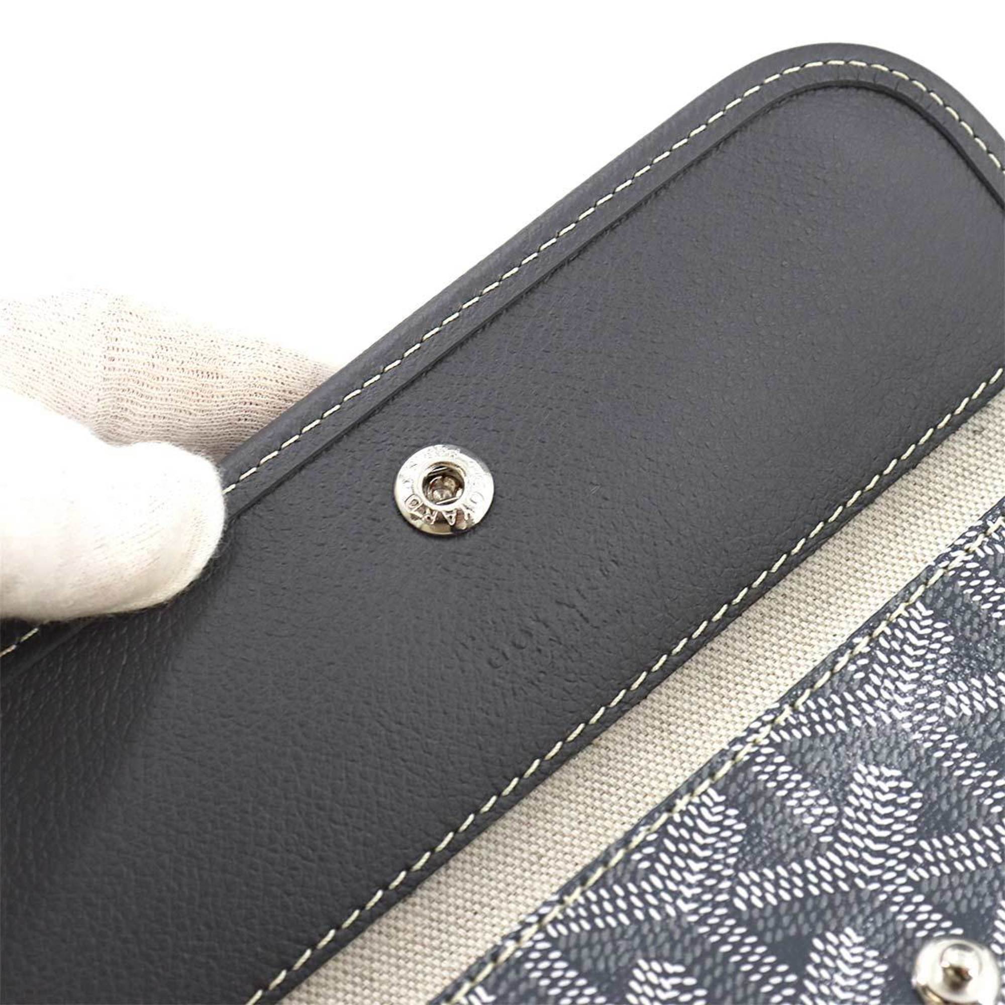 GOYARD Saint Louis PM PVC Leather Herringbone Gray Silver Hardware