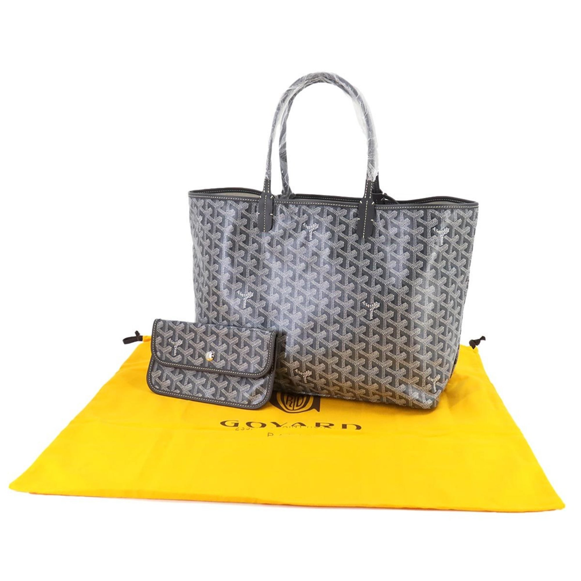 GOYARD Saint Louis PM PVC Leather Herringbone Gray Silver Hardware