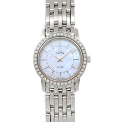 OMEGA De Ville Prestige 4575 74 Ladies Watch Diamond Bezel White Shell Quartz