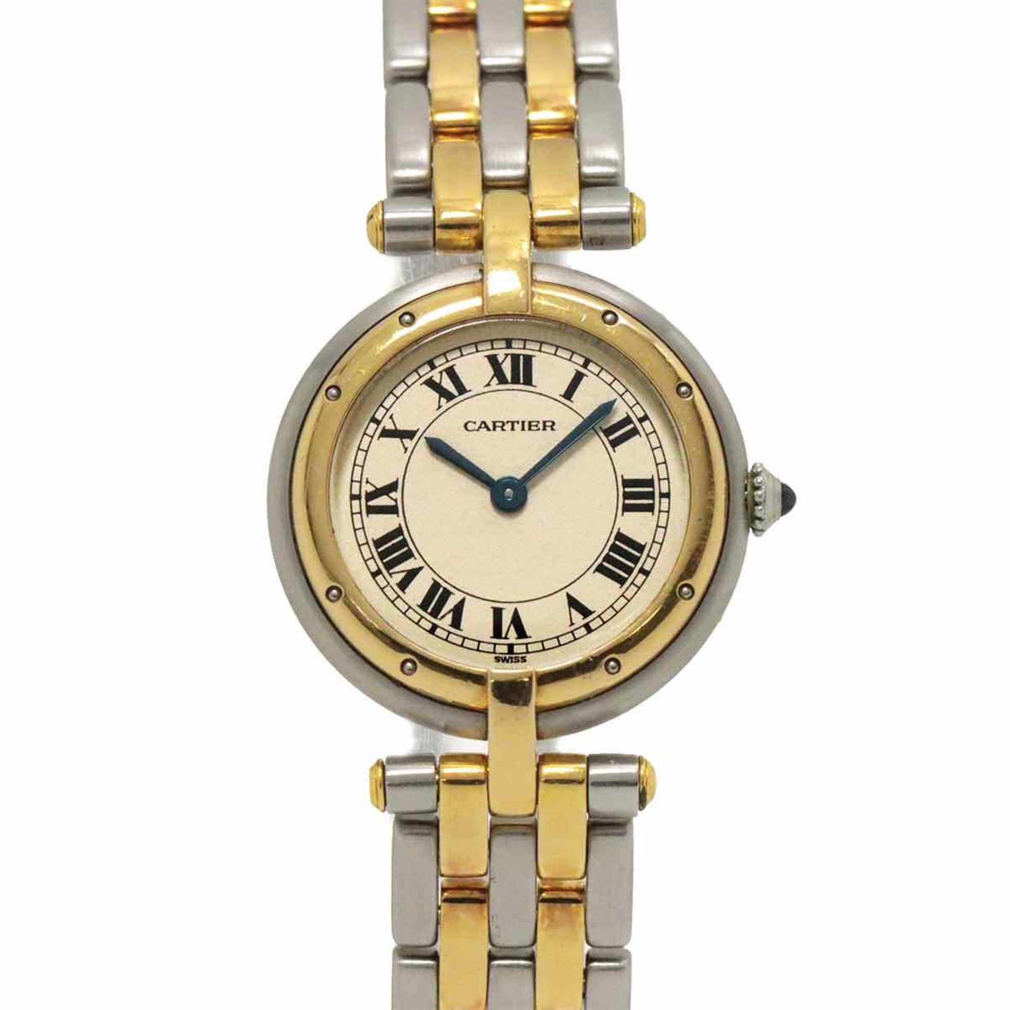 Cartier Panthere SM 2 Row Combi W25030B6 Women's Watch Ivory K18YG Yellow Gold Quartz Vendome