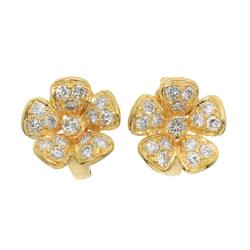 Van Cleef & Arpels Diamond Earrings Flower K18 YG 750 VCA Pierced