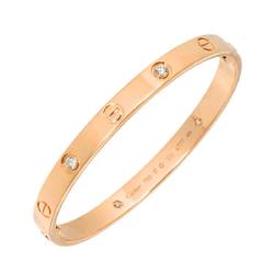 Cartier Love Bracelet #17 Half Diamond 4P K18 PG Pink Gold 750 Bangle