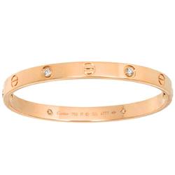 Cartier Love Bracelet #17 Half Diamond 4P K18 PG Pink Gold 750 Bangle