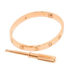 Cartier Love Bracelet #17 Half Diamond 4P K18 PG Pink Gold 750 Bangle